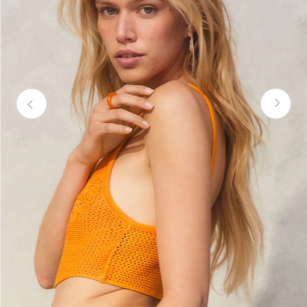 H&M Orange Crochet Bralette Top Size Small - Picture 2 of 11